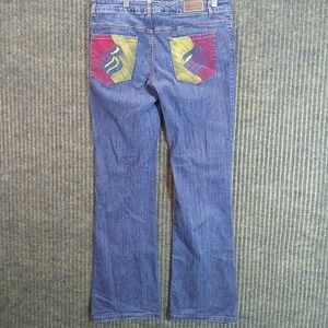 Rocawear Womens Size 13 Bootcut Jeans Medium Wash Graphic Back Pockets Y2K Denim